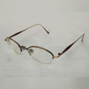 KATA EYEGLASSES Adult Unisex 46-21 GOLD brass color frame Vintage look designer